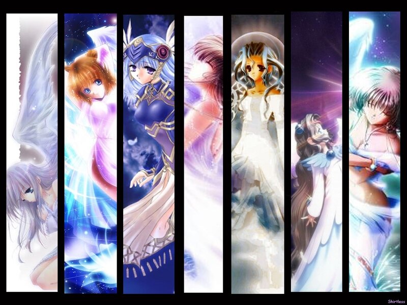 Anime angel characters collage