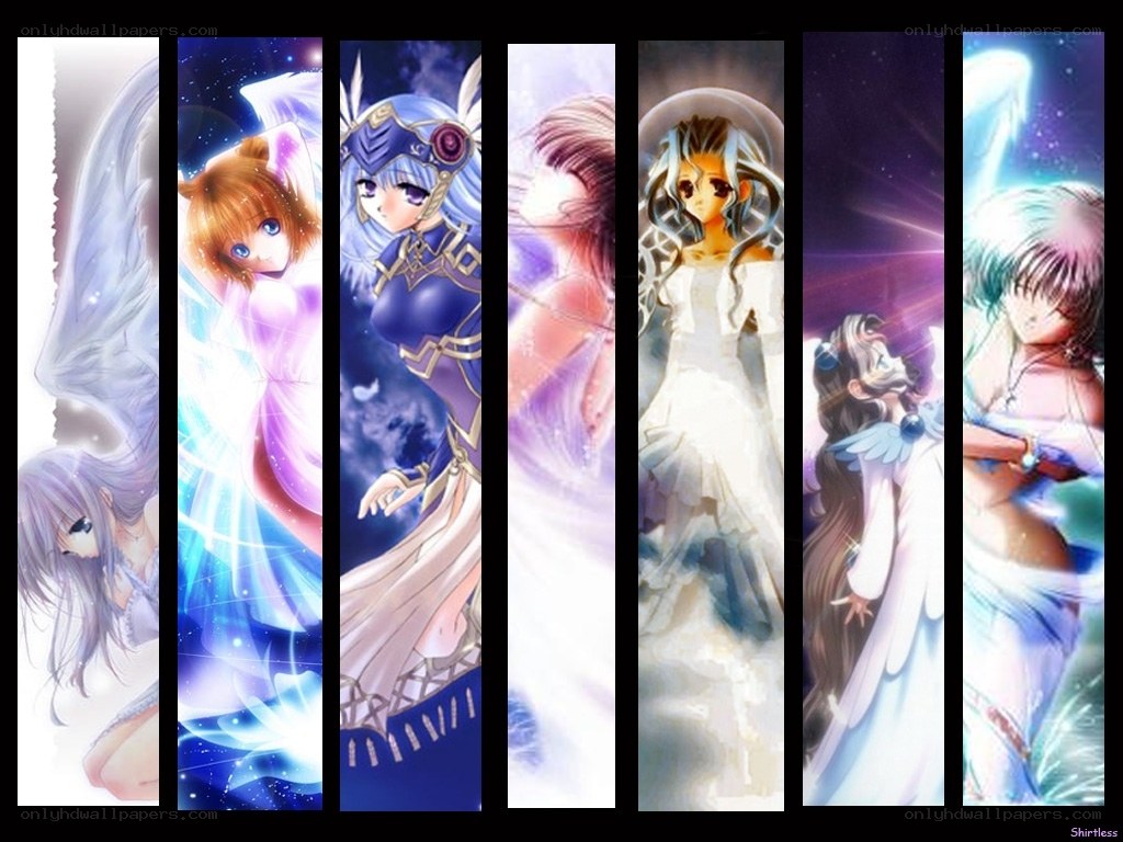 Anime angel characters collage