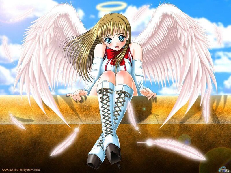 Anime Angel Girl — White, Serene, Afternoon