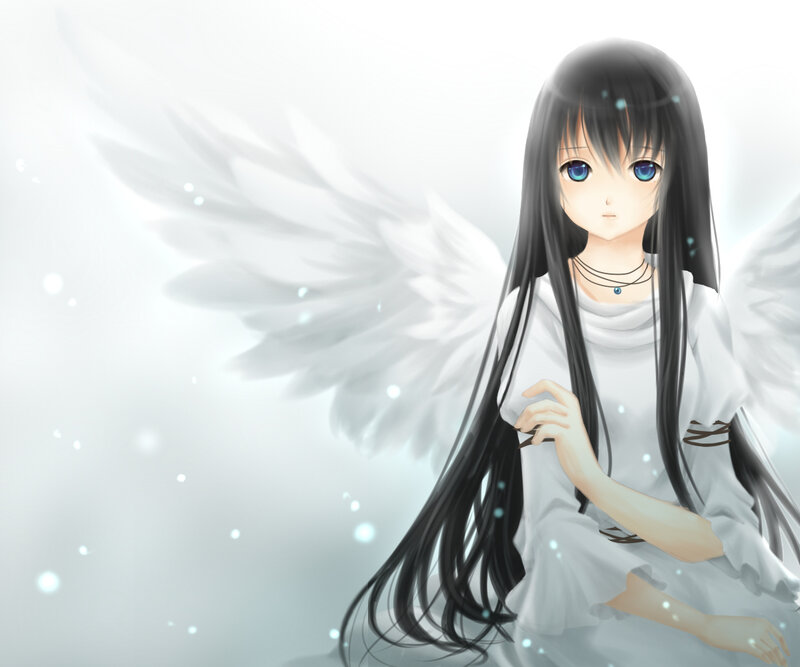 Anime Angel Girl — White, Serene