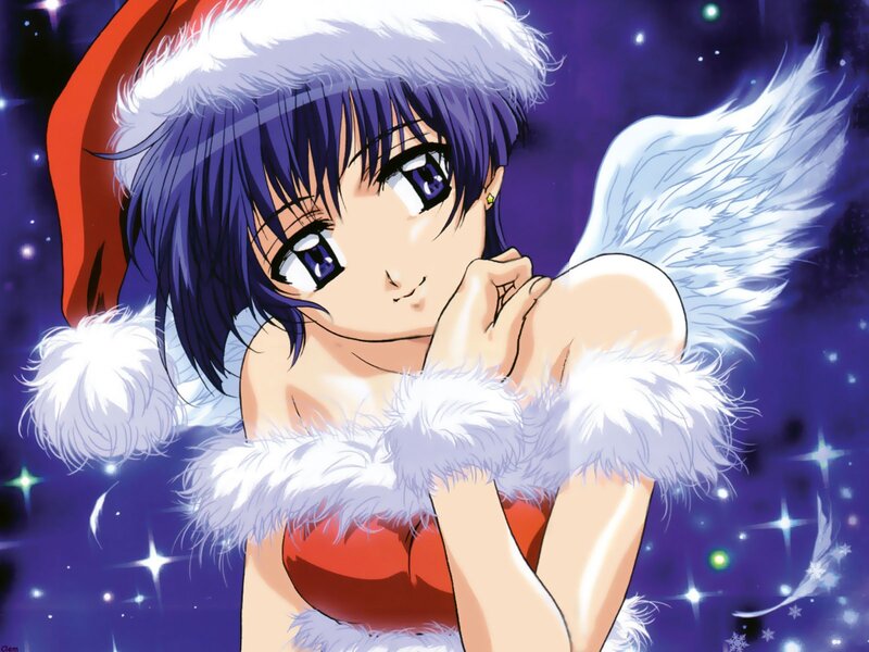 Anime angel in Santa outfit
