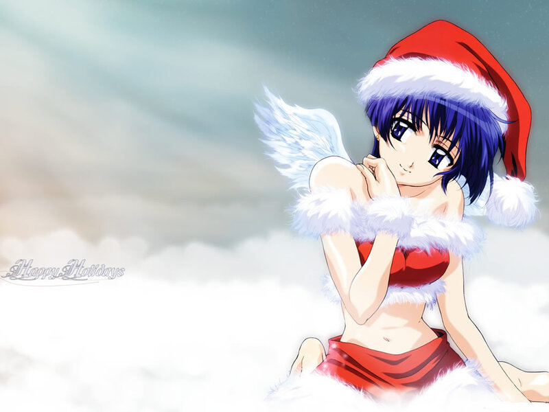Anime angel in Santa outfit