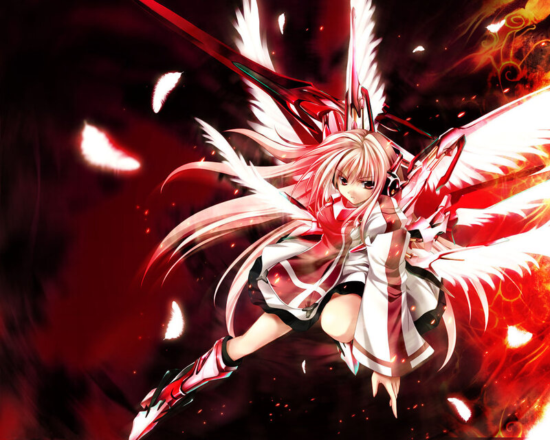 anime angel warrior in red