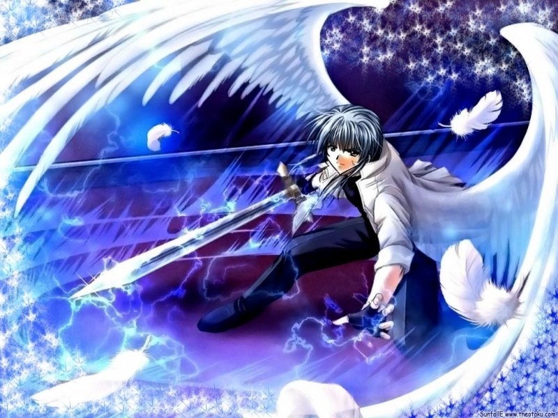 anime angel warrior with sword