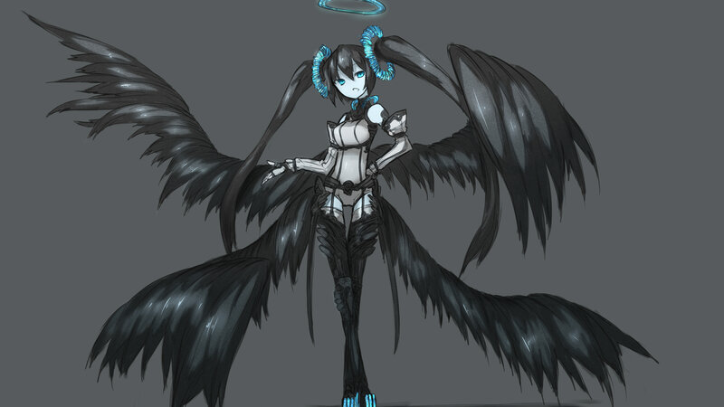 Anime Angel with Black Wings — Gray