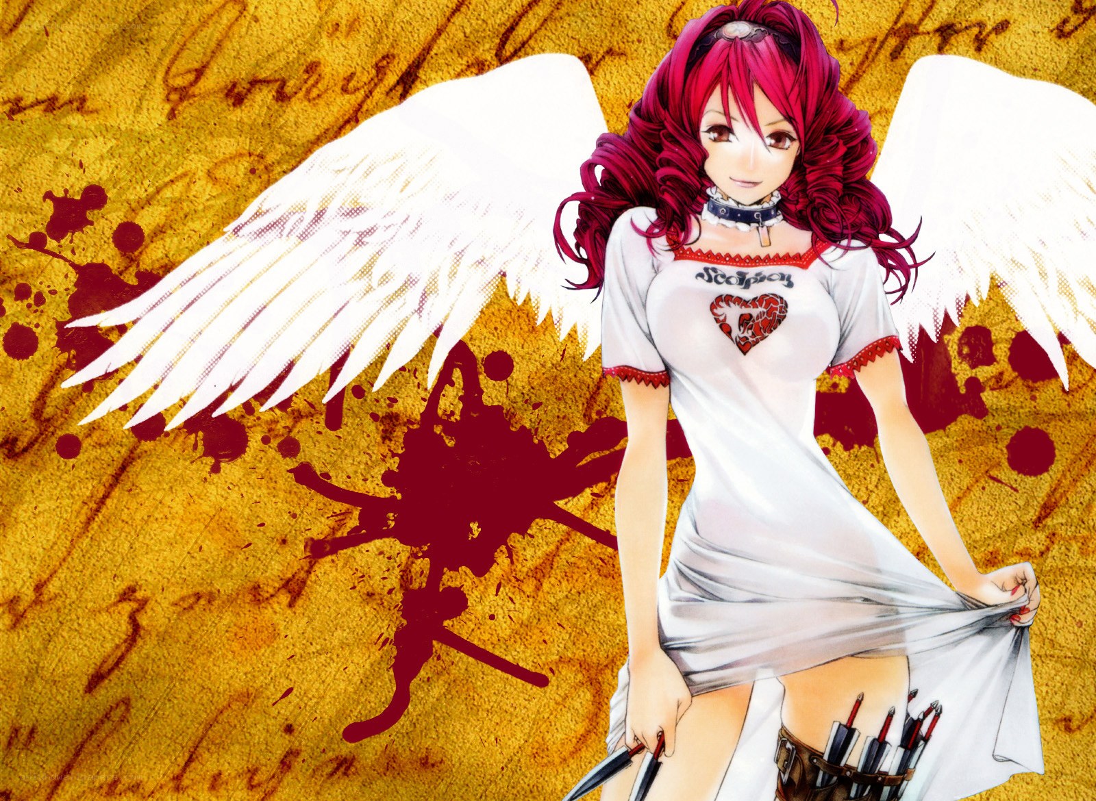 Anime angel with blood splatters