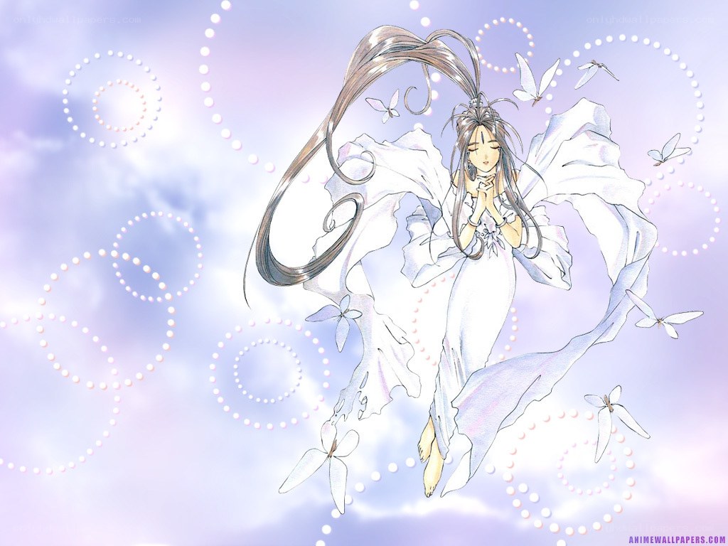 Anime angel with butterflies
