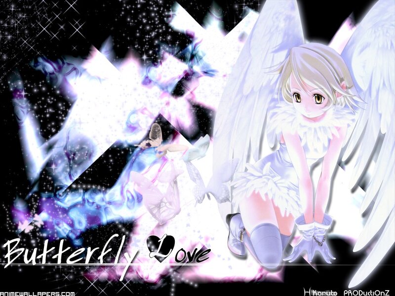 Anime angel with butterfly