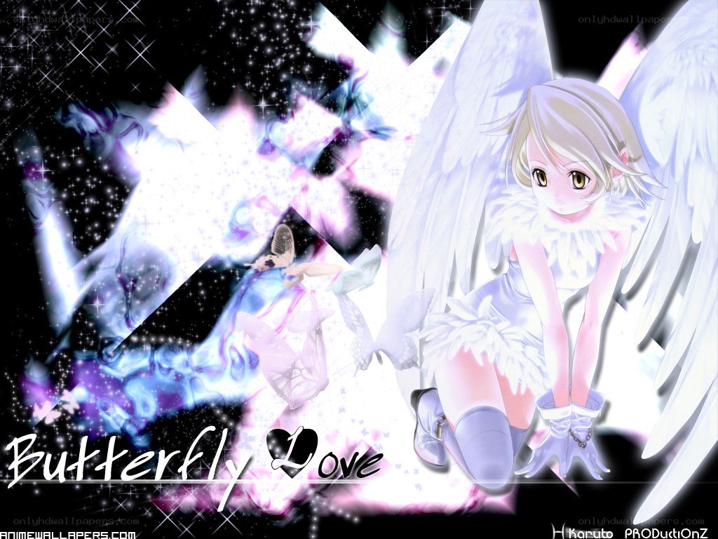 Anime angel with butterfly