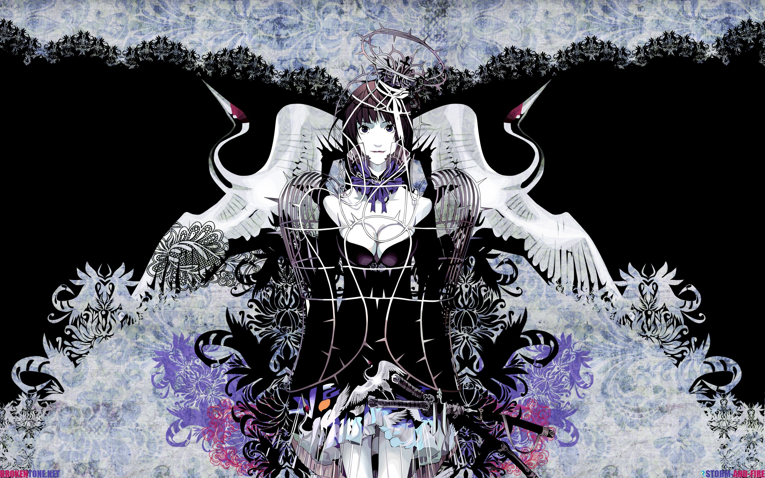 anime angel with cranes