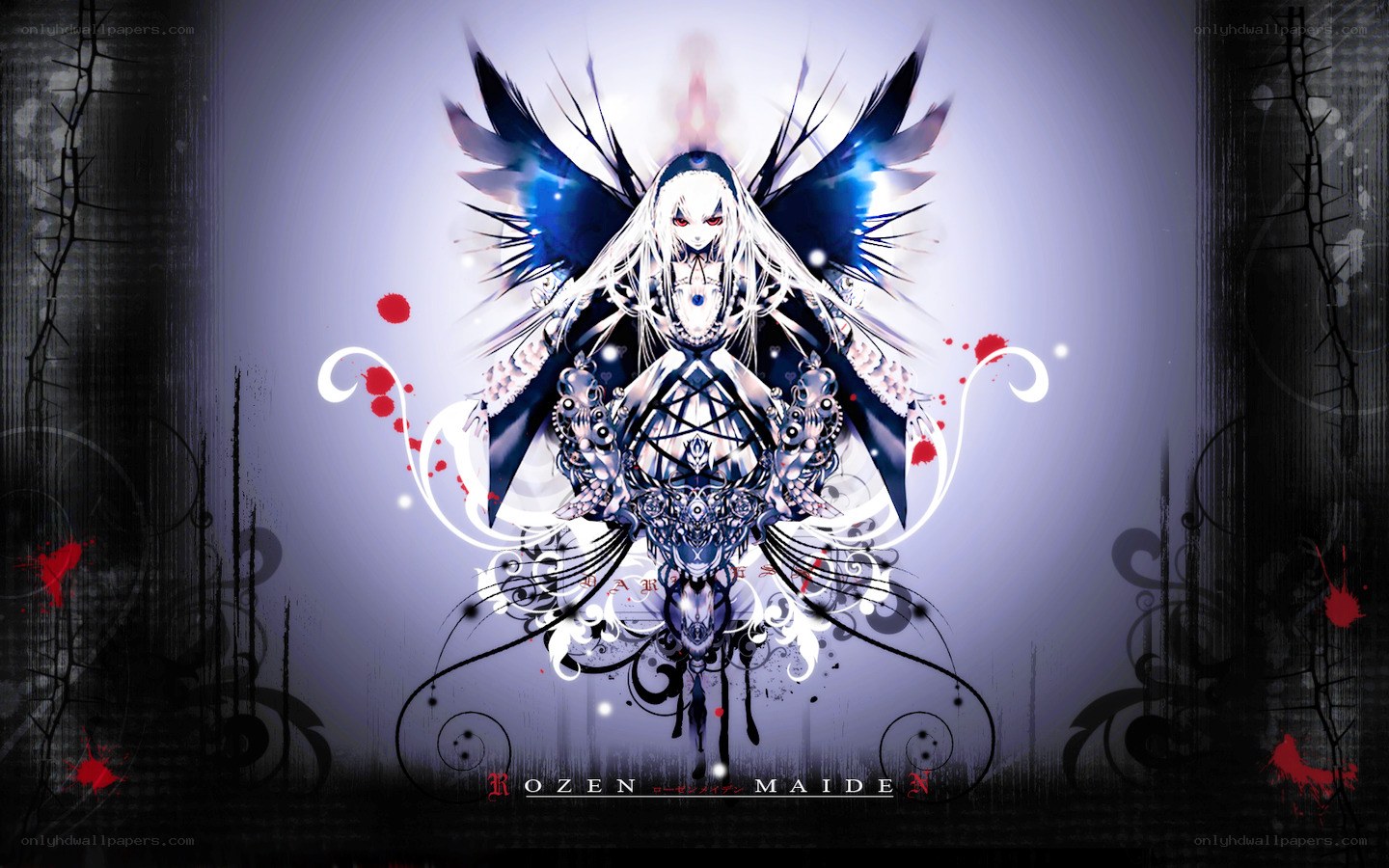 Anime angel with dark wings