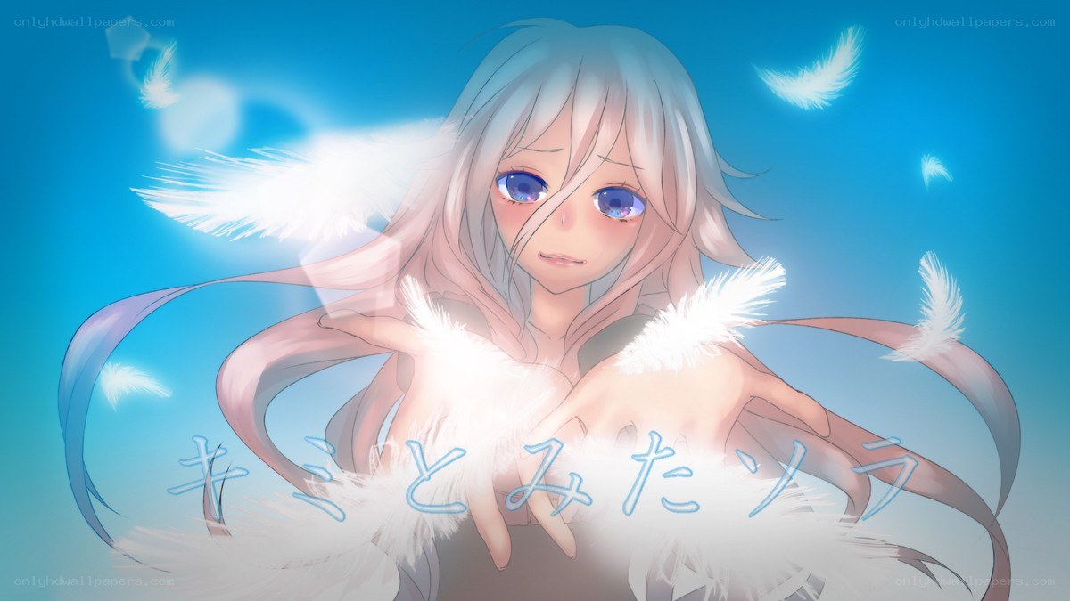 Anime angel with feathers