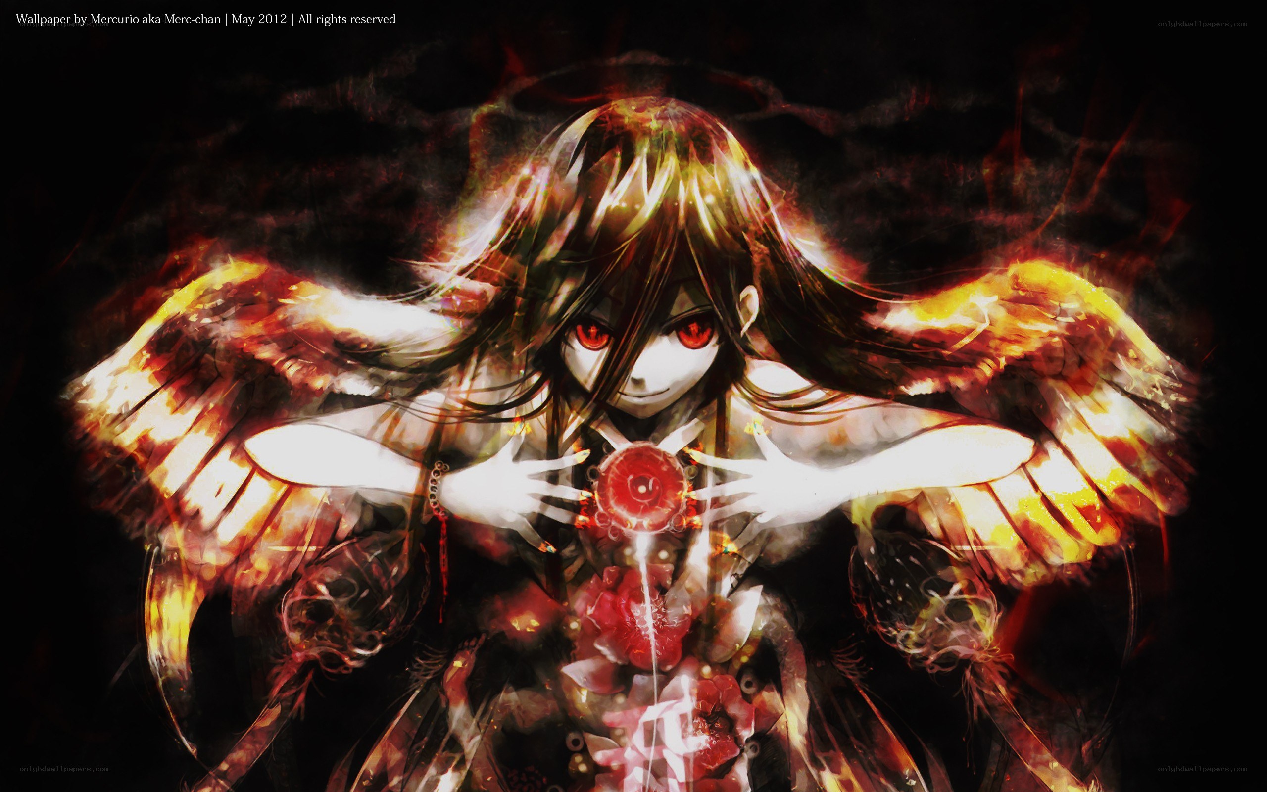 anime angel with fiery wings