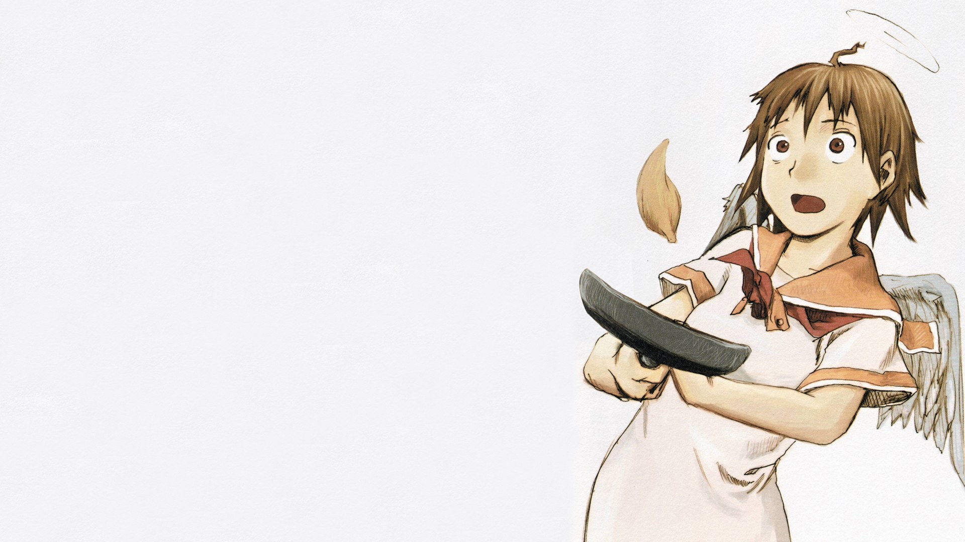 anime angel with frying pan