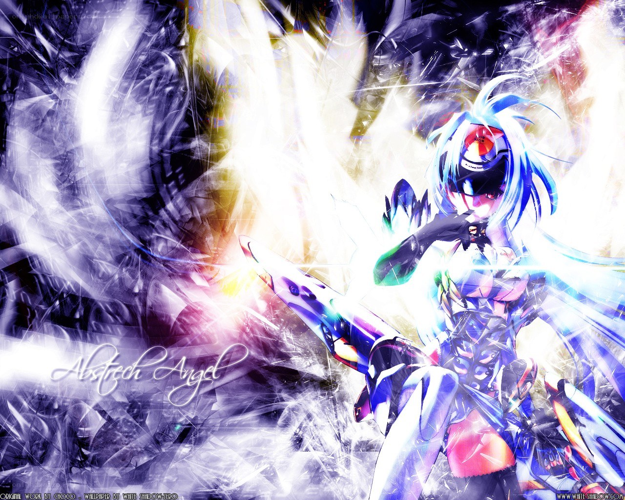 Anime angel with glowing weapon