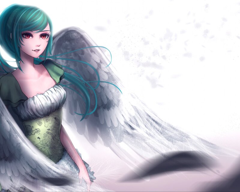Anime Angel with Green Hair