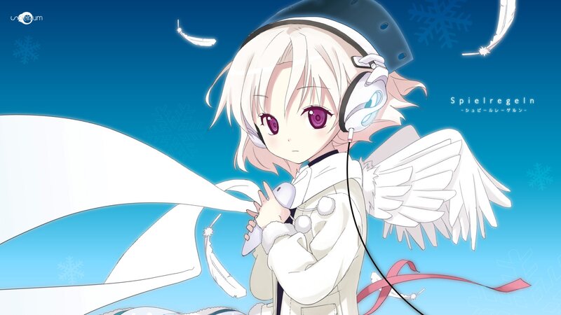 anime angel with headphones
