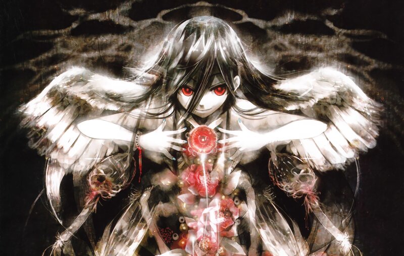 Anime Angel with Red Eyes — Black