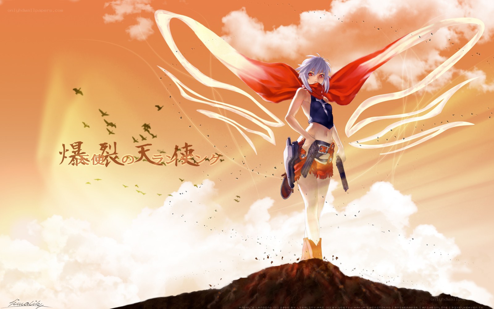 Anime angel with red wings