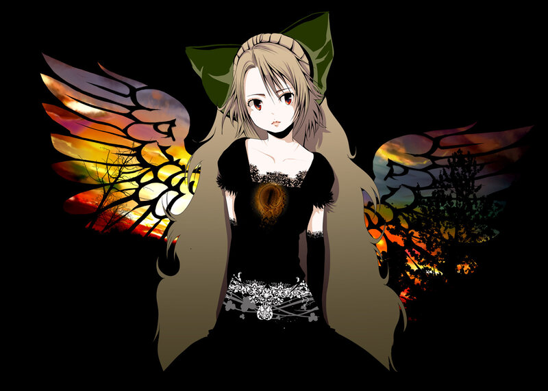 anime angel with stained glass wings