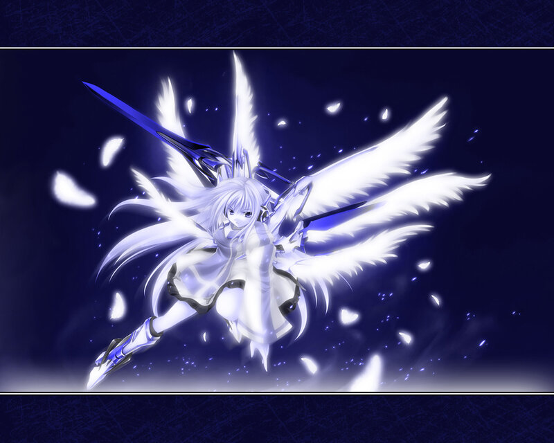Anime Angel with Sword — Blue, Dramatic