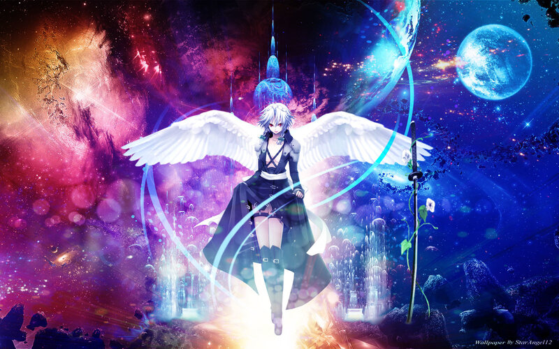 Anime Angel with Sword — Blue