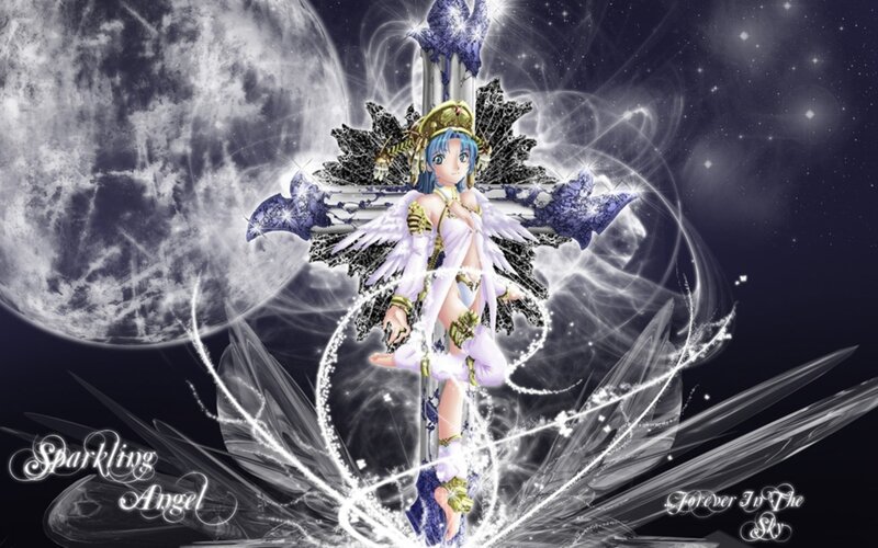 Anime Angel with Sword — Purple