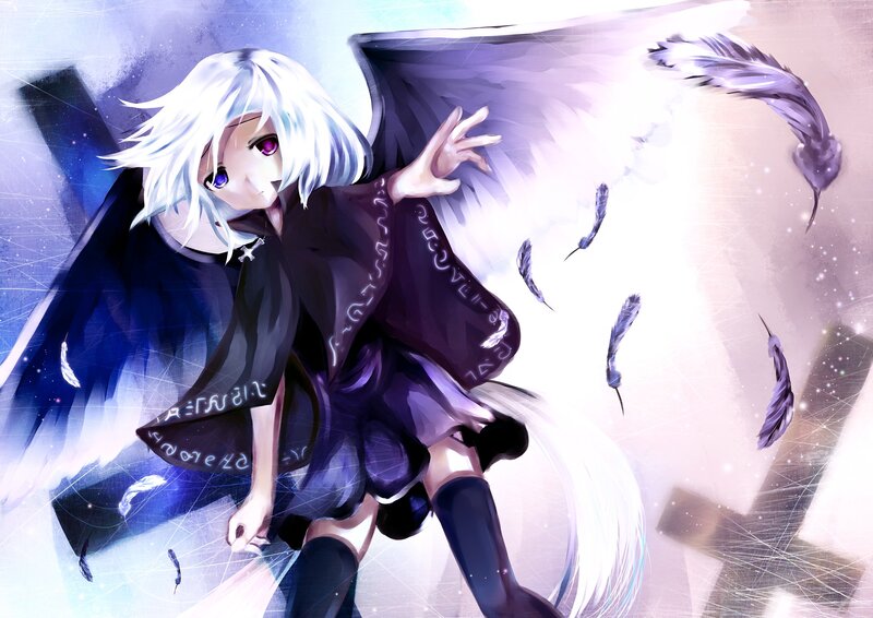 Anime angel with white hair