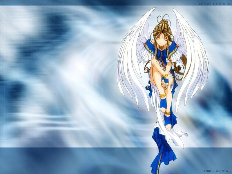 Anime angel with white wings