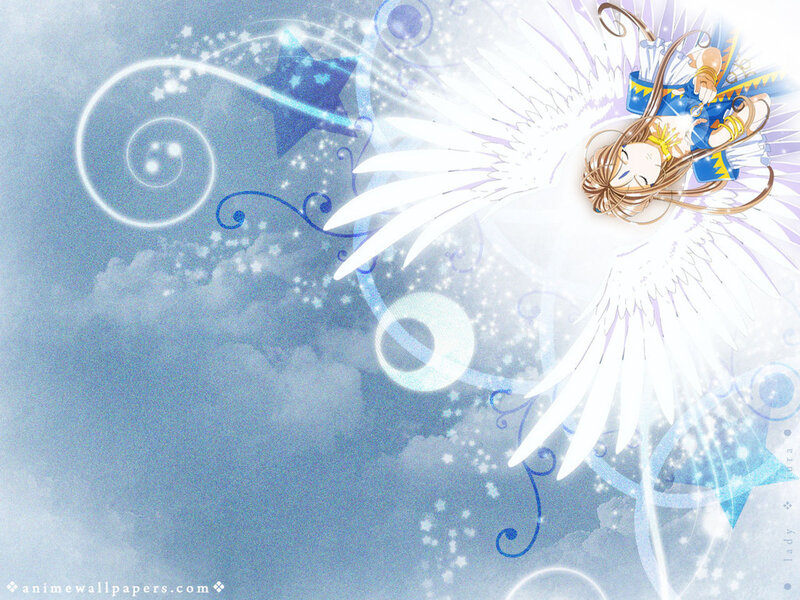 Anime angel with white wings