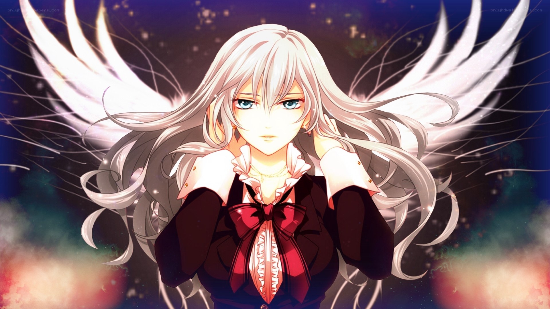 anime angel with white wings