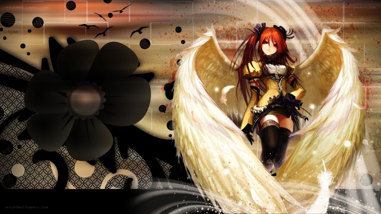 Anime angel with wings