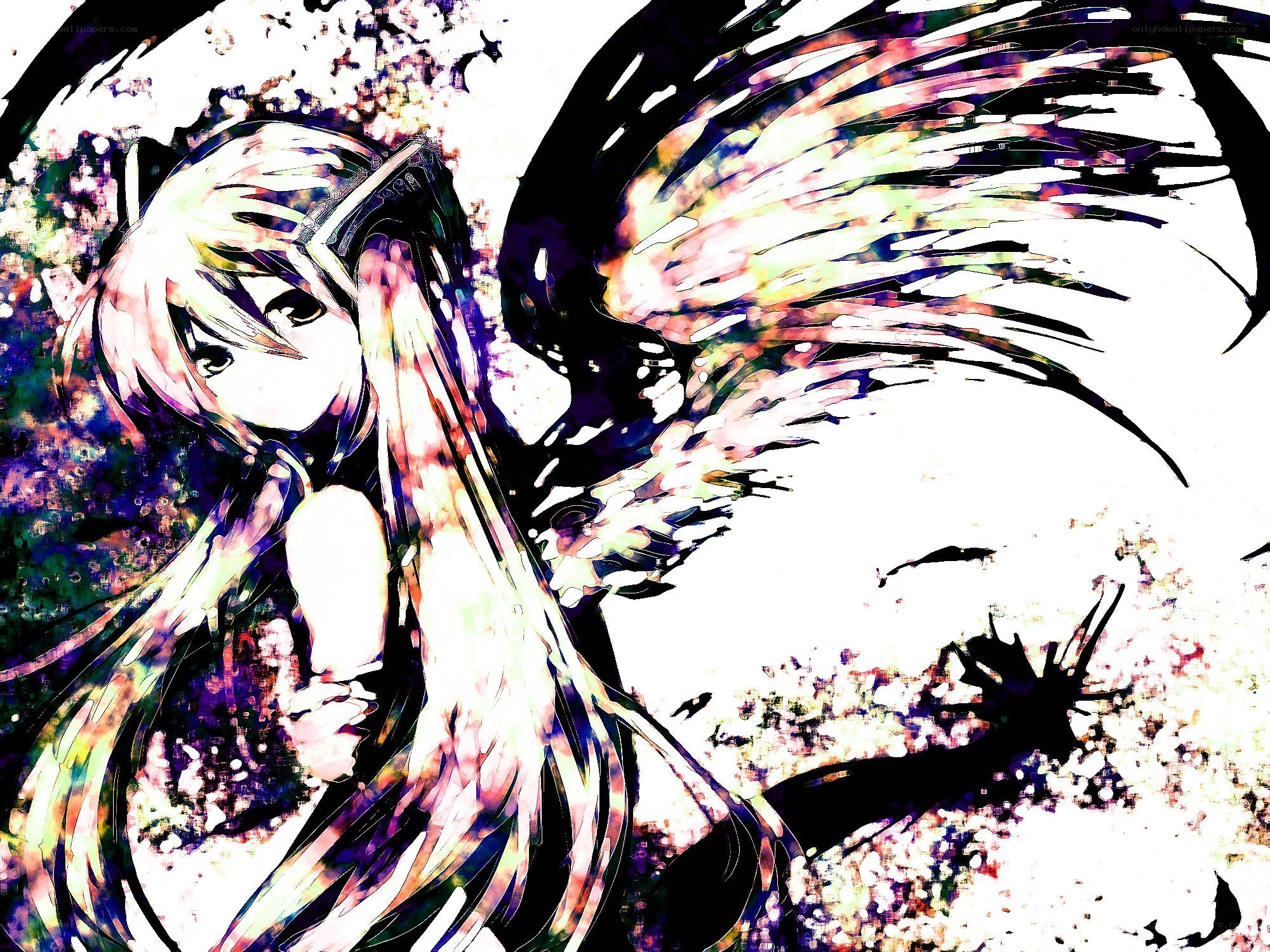 Anime angel with wings
