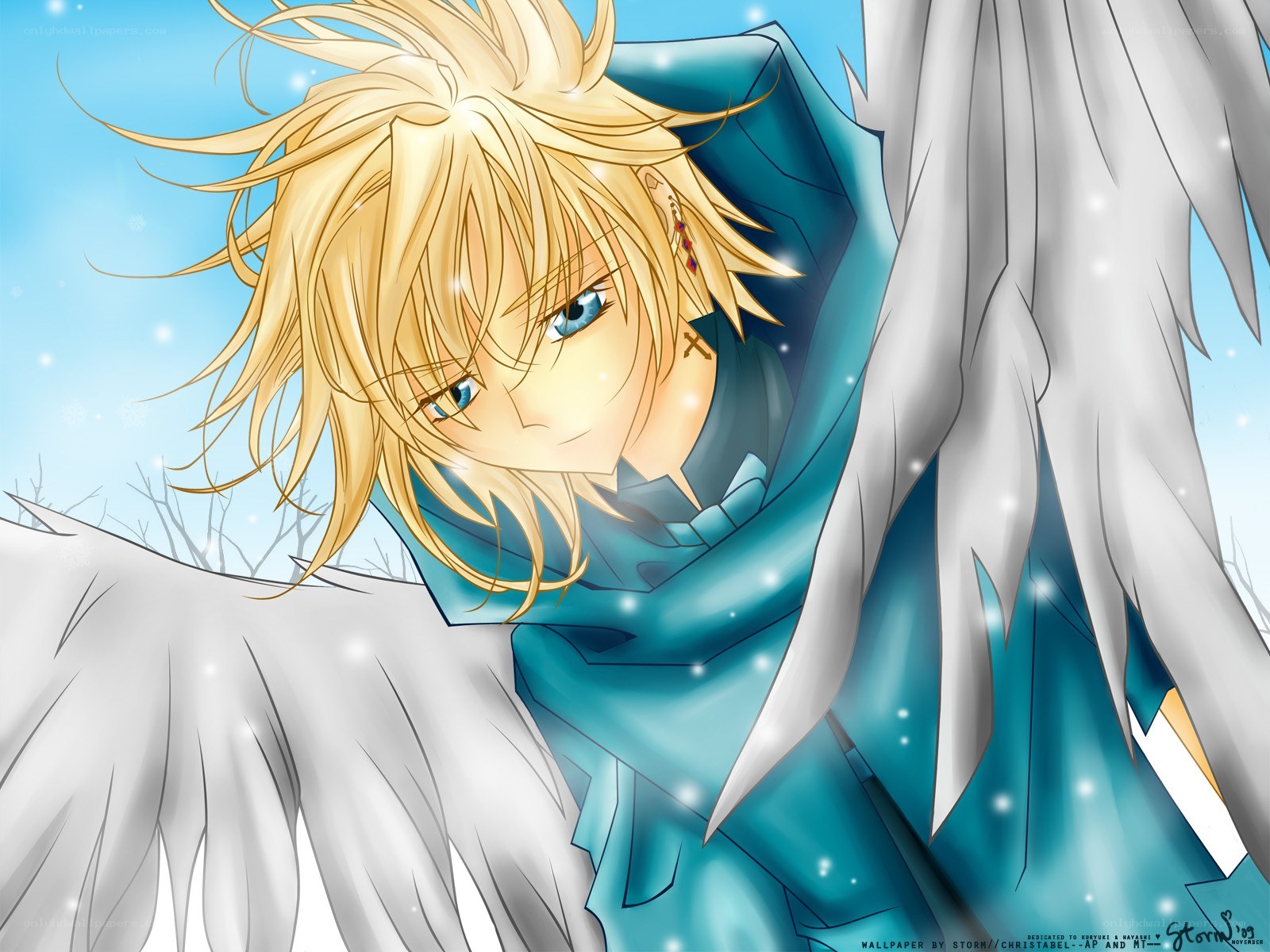 Anime angel with wings