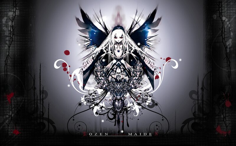Anime Angel with Wings — Black, Dark