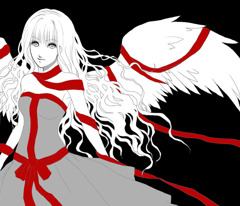 Anime Angel with Wings — Black