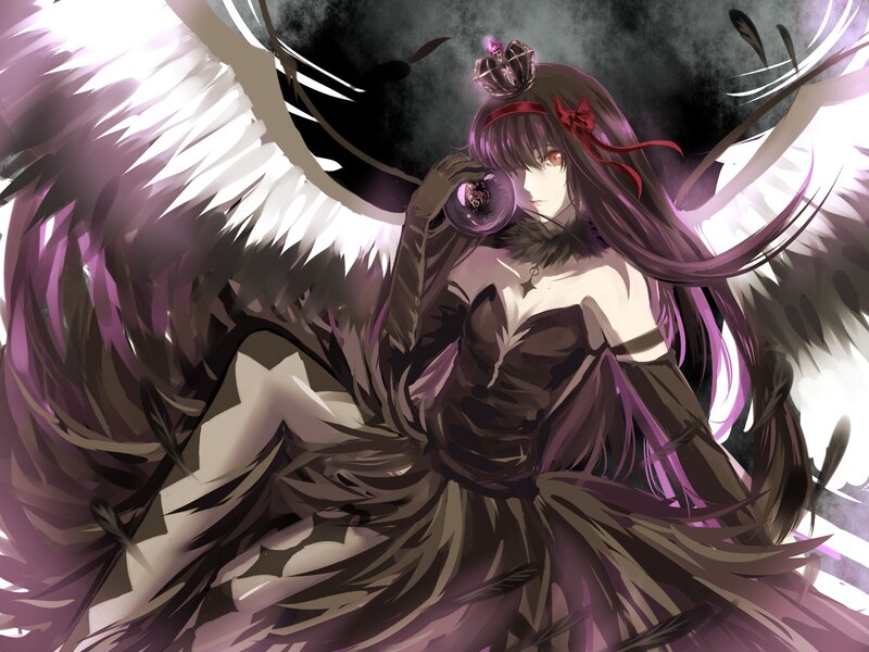 Anime Angel with Wings — Purple, Dramatic
