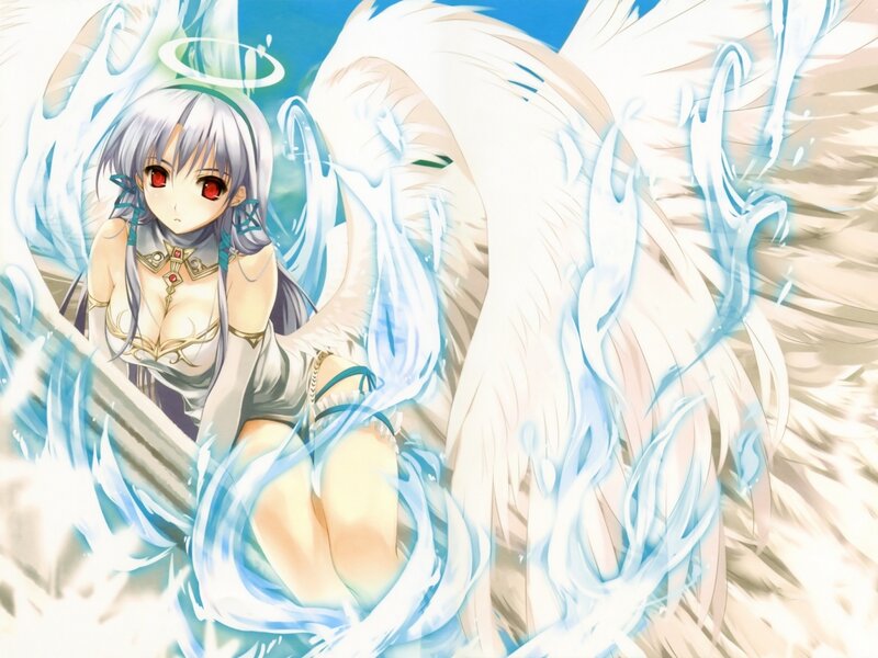 Anime Angel with Wings — White, Dramatic, Halo