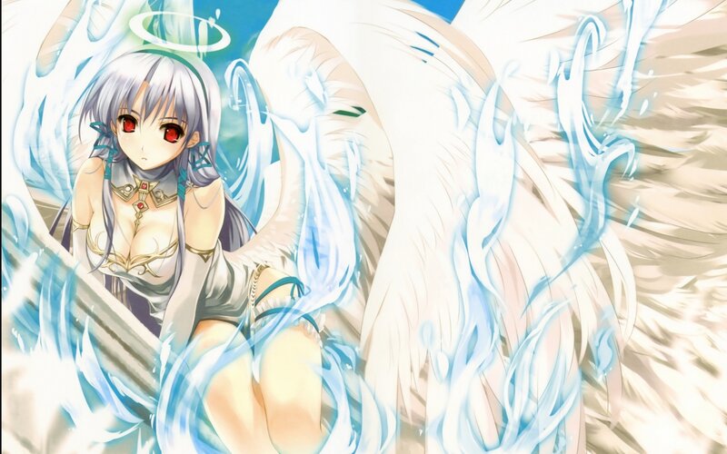 Anime Angel with Wings — White, Dramatic