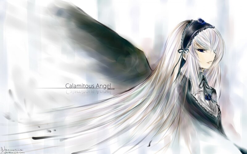 Anime Angel with Wings — White, Serene