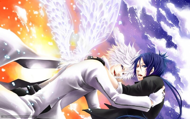 Anime angels embracing