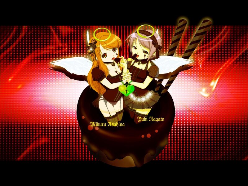 Anime angels on chocolate
