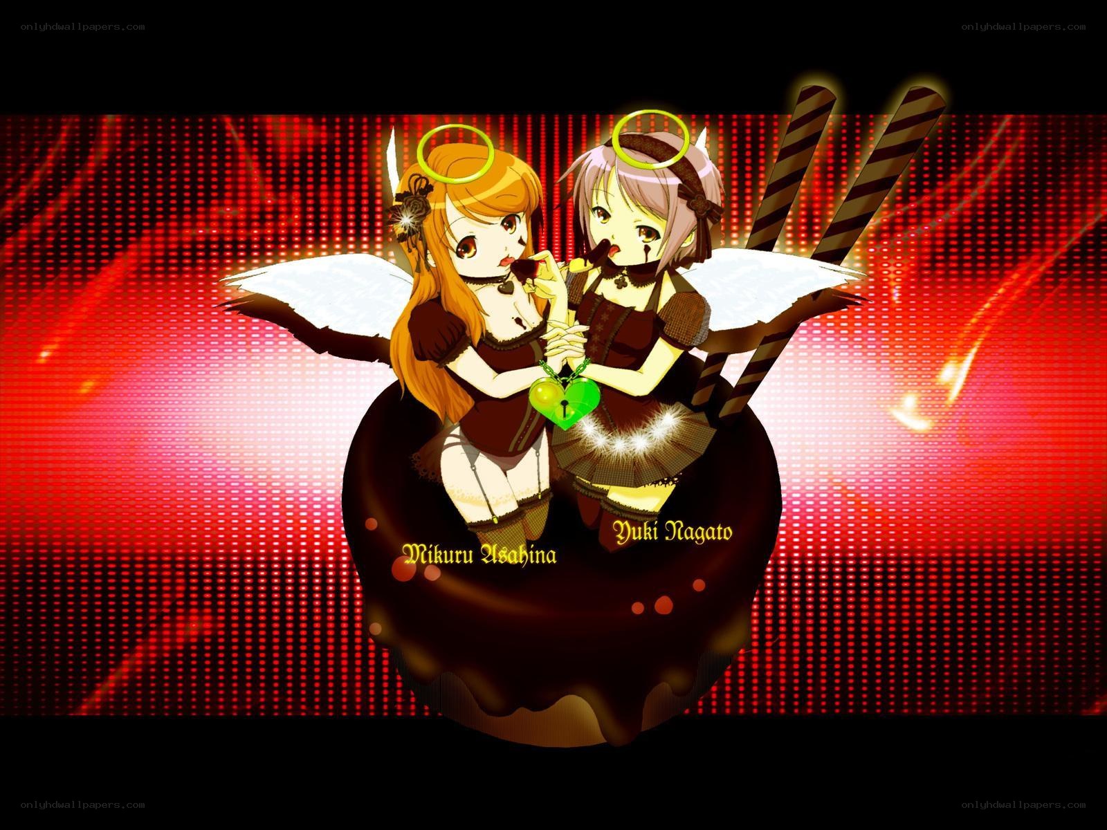 Anime angels on chocolate