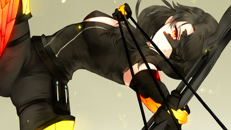 Anime Archer Character — Black, Dramatic