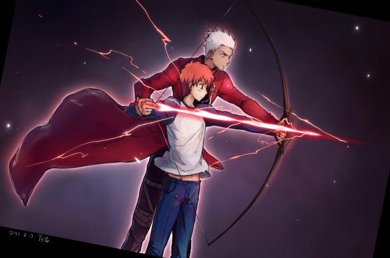 Anime archer duo in action