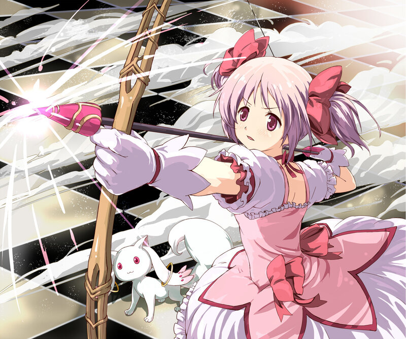 Anime archer girl with bow