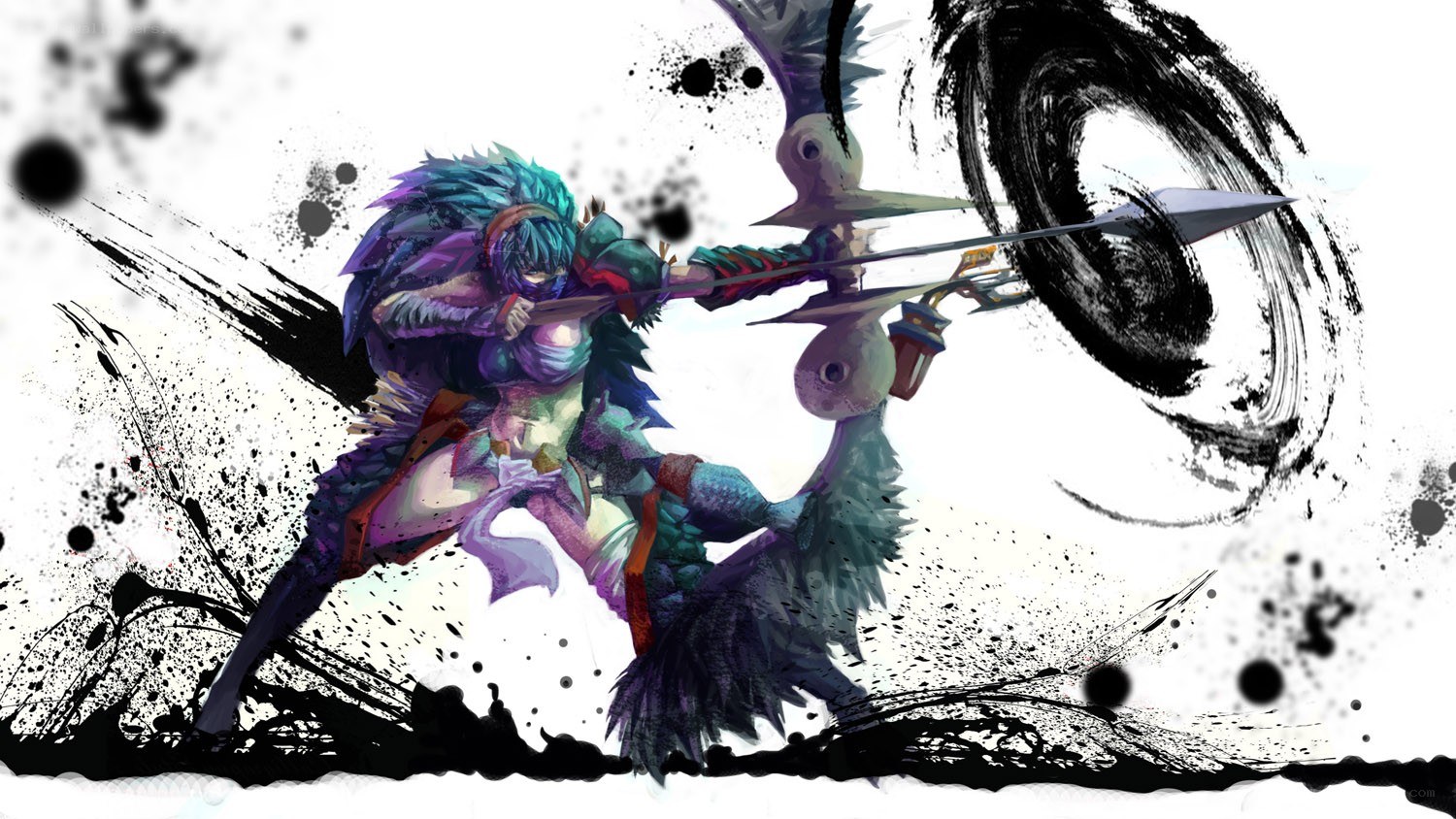Anime archer in action