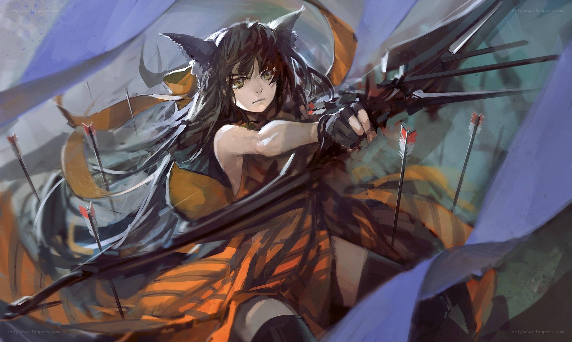 anime archer in battle