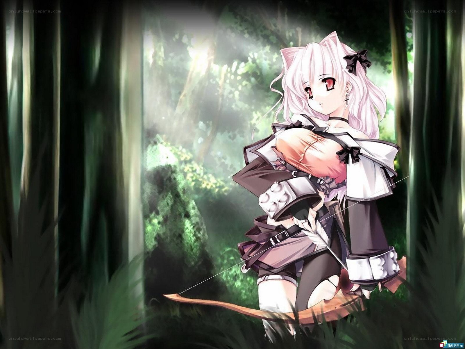 anime archer in forest