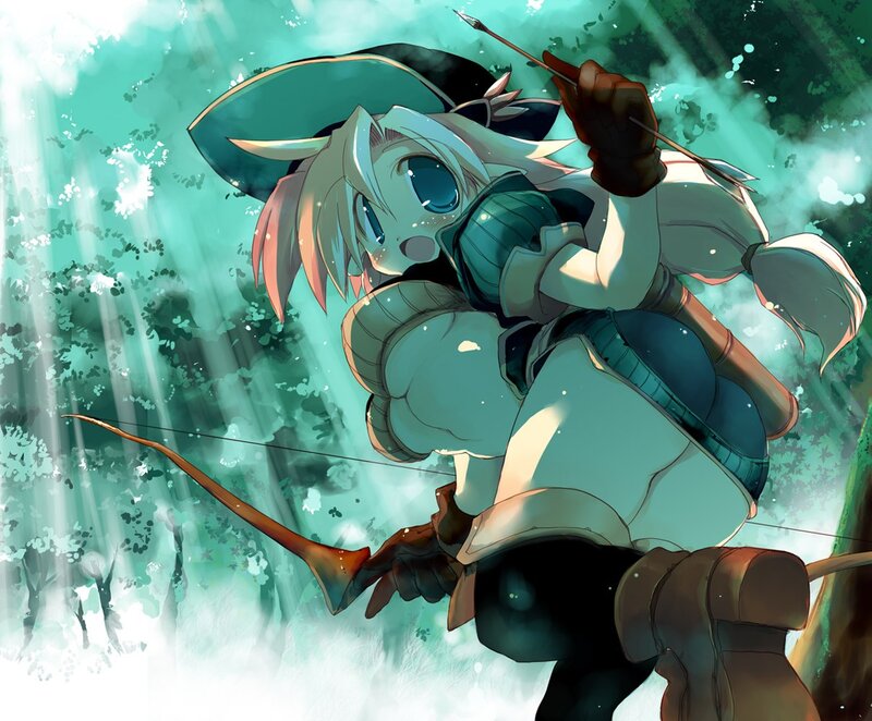 Anime archer in forest